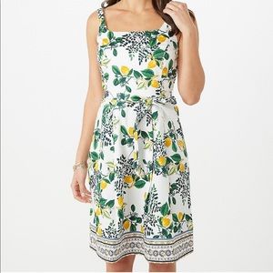 Lemon printed dress - size 4 petite
